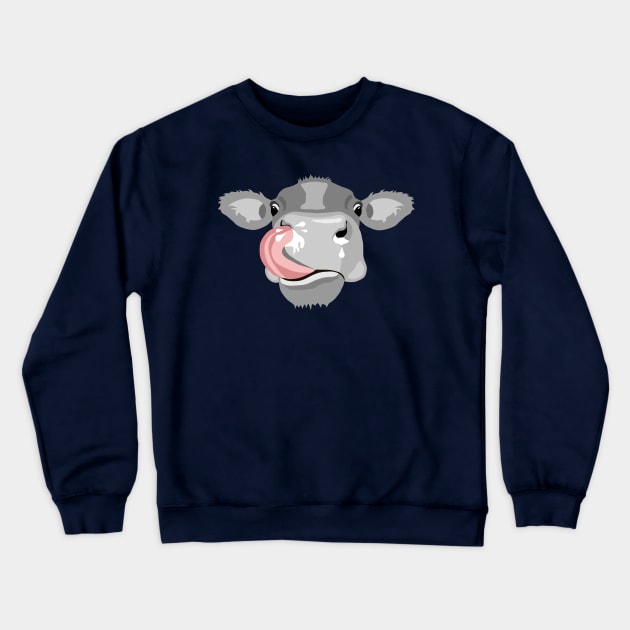 Cow licking nose Crewneck Sweatshirt by PedroVale